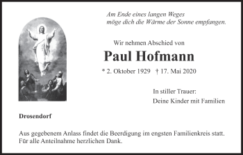 Anzeige von Paul Hofmann von MGO