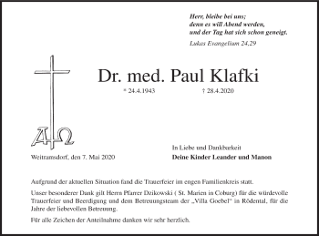 Anzeige von Paul Klafki von MGO
