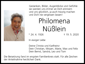 Anzeige von Philomena Nüßlein von MGO