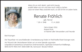 Anzeige von Renate Fröhlich von MGO