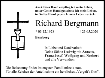 Anzeige von Richard Bergmann von MGO