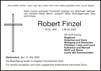 Anzeige von Robert Finzel von MGO