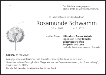 Anzeige von Rosamunde Schwamm von MGO