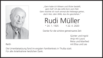 Anzeige von Rudi Müller von MGO