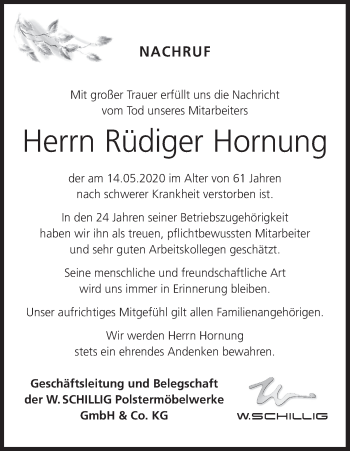 Anzeige von Rüdiger Hornung von MGO