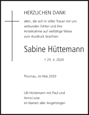 Anzeige von Sabine Hüttemann von MGO