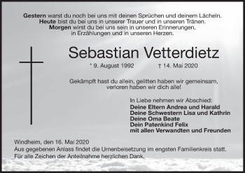 Anzeige von Sebastian Vetterdietz von MGO