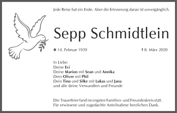 Anzeige von Sepp Schmidtlein von MGO