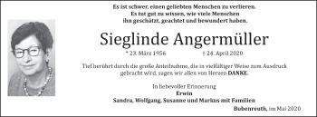 Anzeige von Sieglinde Angermüller von MGO