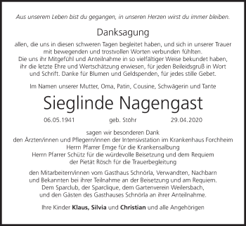 Anzeige von Sieglinde Nagengast von MGO