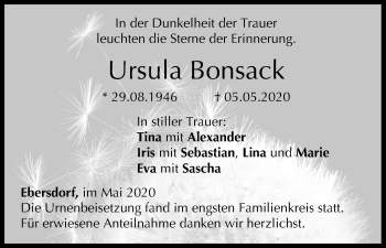 Anzeige von Ursula Bonsack von MGO
