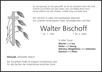 Anzeige von Walter Bischoff von MGO