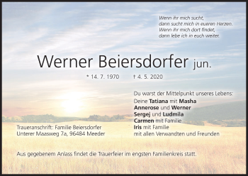 Anzeige von Werner Beiersdorfer von MGO