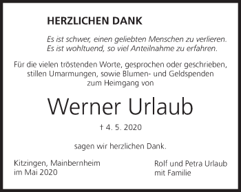 Anzeige von Werner Urlaub von MGO