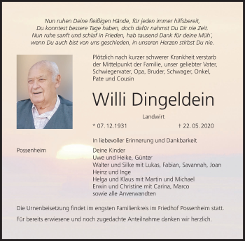 Anzeige von Willi Dingeldein von MGO