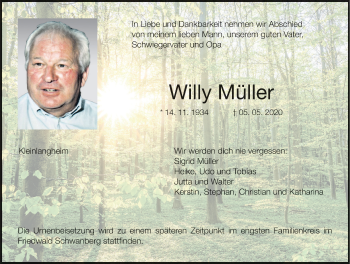 Anzeige von Willy Müller von MGO