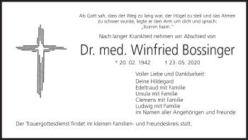 Anzeige von Winfried Bossinger von MGO