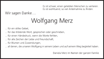 Anzeige von Wolfgang Merz von MGO