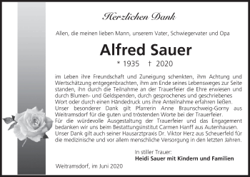 Anzeige von Alfred Sauer von MGO