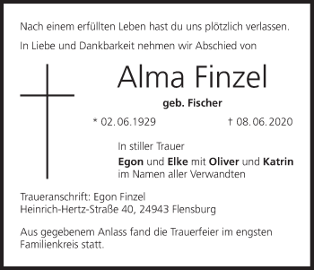 Anzeige von Alma Finzel von MGO