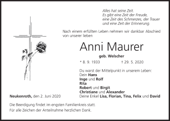 Anzeige von Anni Maurer von MGO