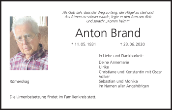 Anzeige von Anton Brand von MGO