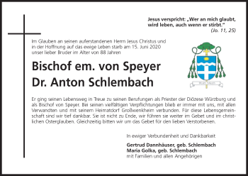 Anzeige von Anton Schlembach von MGO