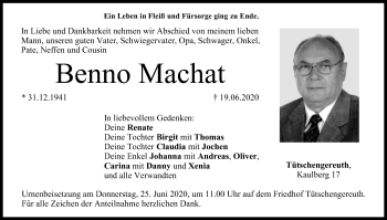 Anzeige von Benno Machat von MGO