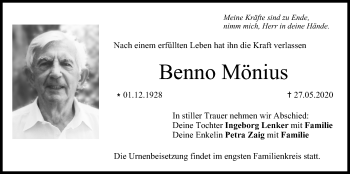 Anzeige von Benno Mönius von MGO