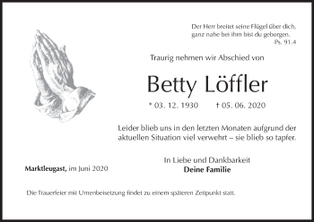 Anzeige von Betty Löffler von MGO