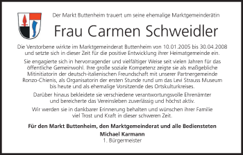 Anzeige von Carmen Schweidler von MGO