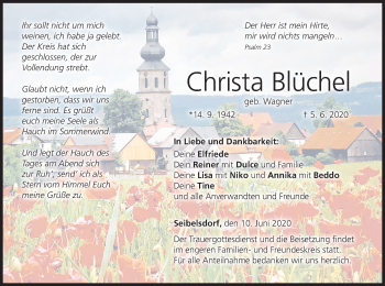 Anzeige von Christa Blüchel von MGO
