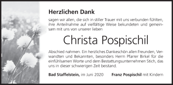 Anzeige von Christa Pospischil von MGO