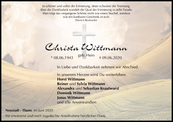 Anzeige von Christa Wittmann von MGO