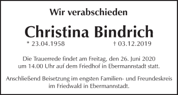 Anzeige von Christina Bindrich von MGO