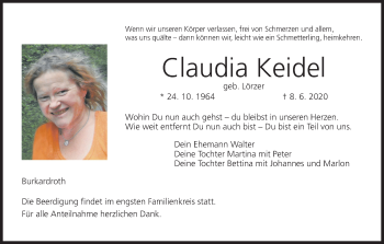 Anzeige von Claudia Keidel von MGO