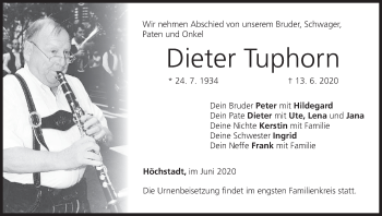 Anzeige von Dieter Tuphorn von MGO