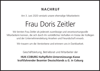 Anzeige von Doris Zeitler von MGO
