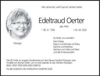 Anzeige von Edeltraud Oerter von MGO