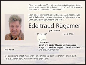 Anzeige von Edeltraud Rügamer von MGO