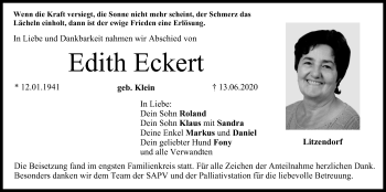Anzeige von Edith Eckert von MGO