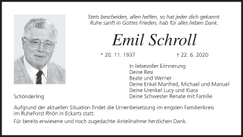 Anzeige von Emil Schroll von MGO