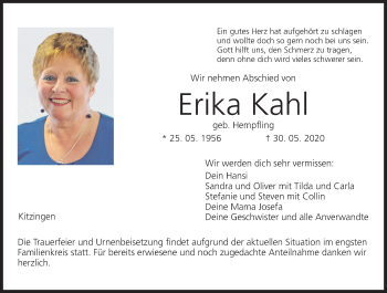 Anzeige von Erika Kahl von MGO