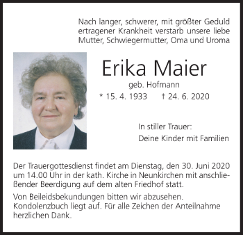 Anzeige von Erika Maier von MGO
