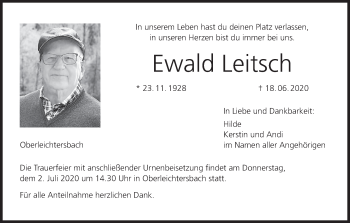 Anzeige von Ewald Leitsch von MGO