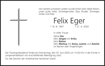 Anzeige von Felix Eger von MGO