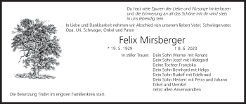 Anzeige von Felix Mirsberger von MGO