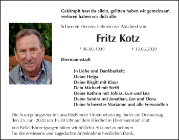 Anzeige von Fritz Kotz von MGO