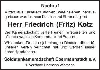 Anzeige von Fritz Kotz von MGO