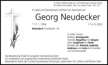 Anzeige von Georg Neudecker von MGO